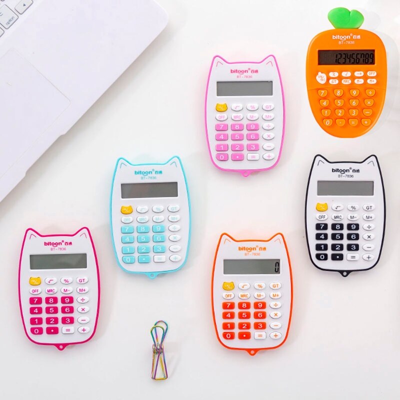 Cartoon Digital Scientific Calculator Mini Desktop Calculator with LED Display Handheld Desktop Calculator for Office Student