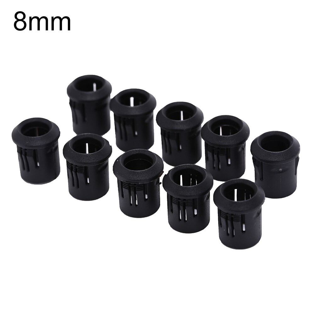 10pcs Black Plastic 3mm/5mm/8mm Lamp LED Diode Holder Black Clip Bezel Socket Mount: 8mm
