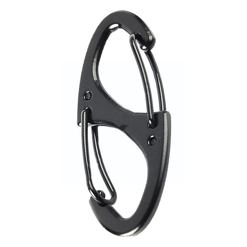 2/5/10pcs Aluminum Chain Clip Double Snap Hook Karabiner Snap Camping Hook Balck Ring B7i9