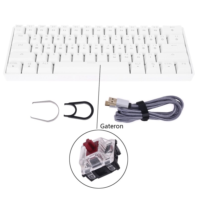 SK61 Mini Portable 60% Mechanical Keyboard Gateron optical Switches RGB Backlit Swappable Wired Gaming Keyboard for PC Mac: Red