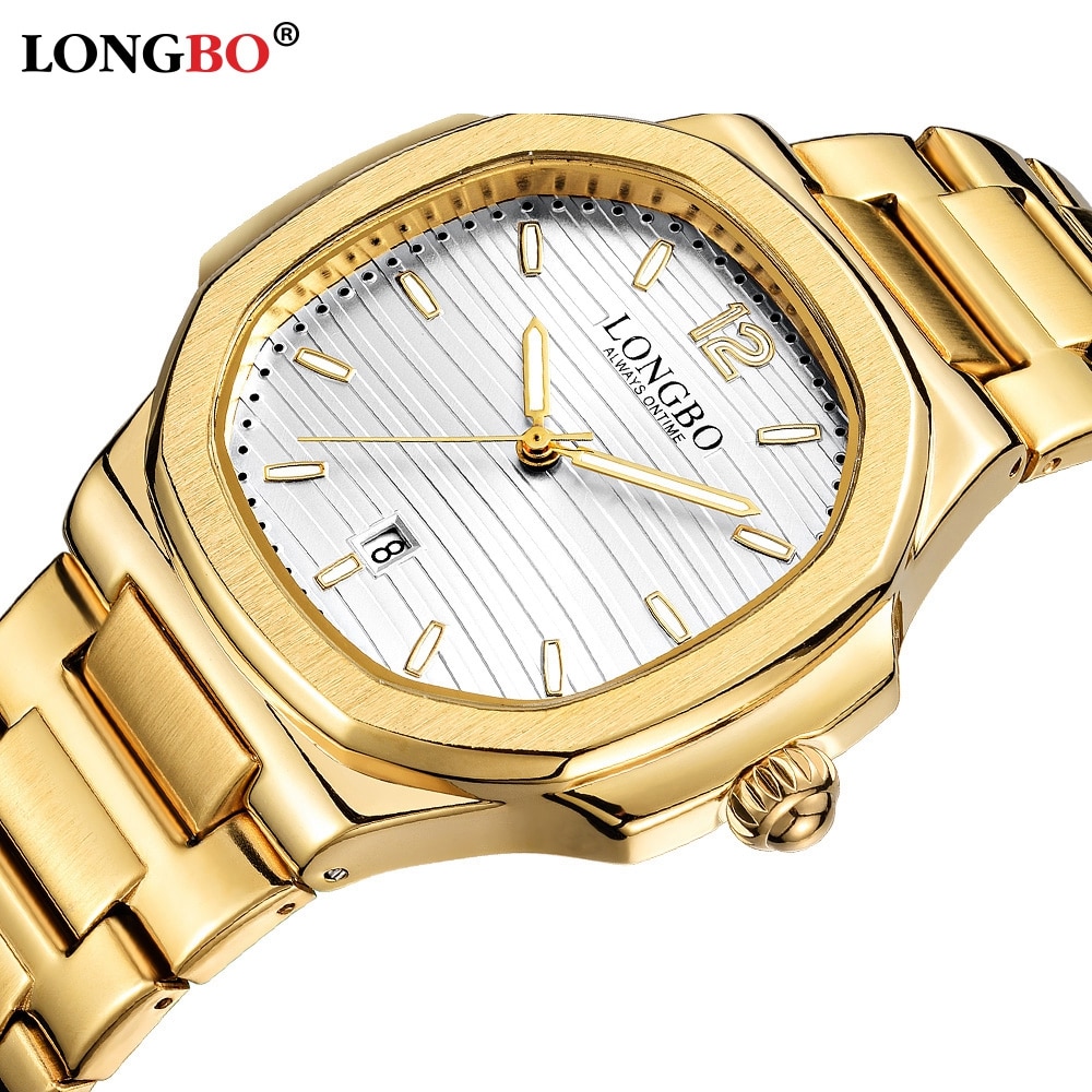 Longbo Gelegeerd Staal Mannen Horloge Chronograaf Heren Top Luxe Gouden Horloges Mannen quartz Horloge
