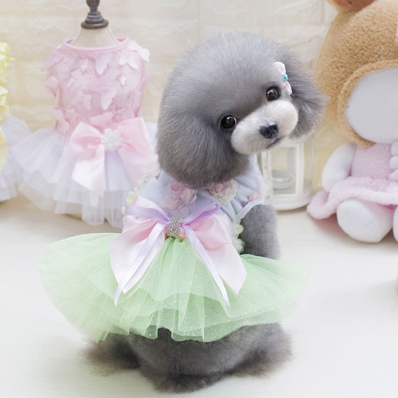 XS-XL Hond Jurk Gaas Boog Bloem Schattige Hond Kleding Voor Kleine Hond Tutu Rok Trouwjurk Prinses Hond Jurk Voor chihuahua
