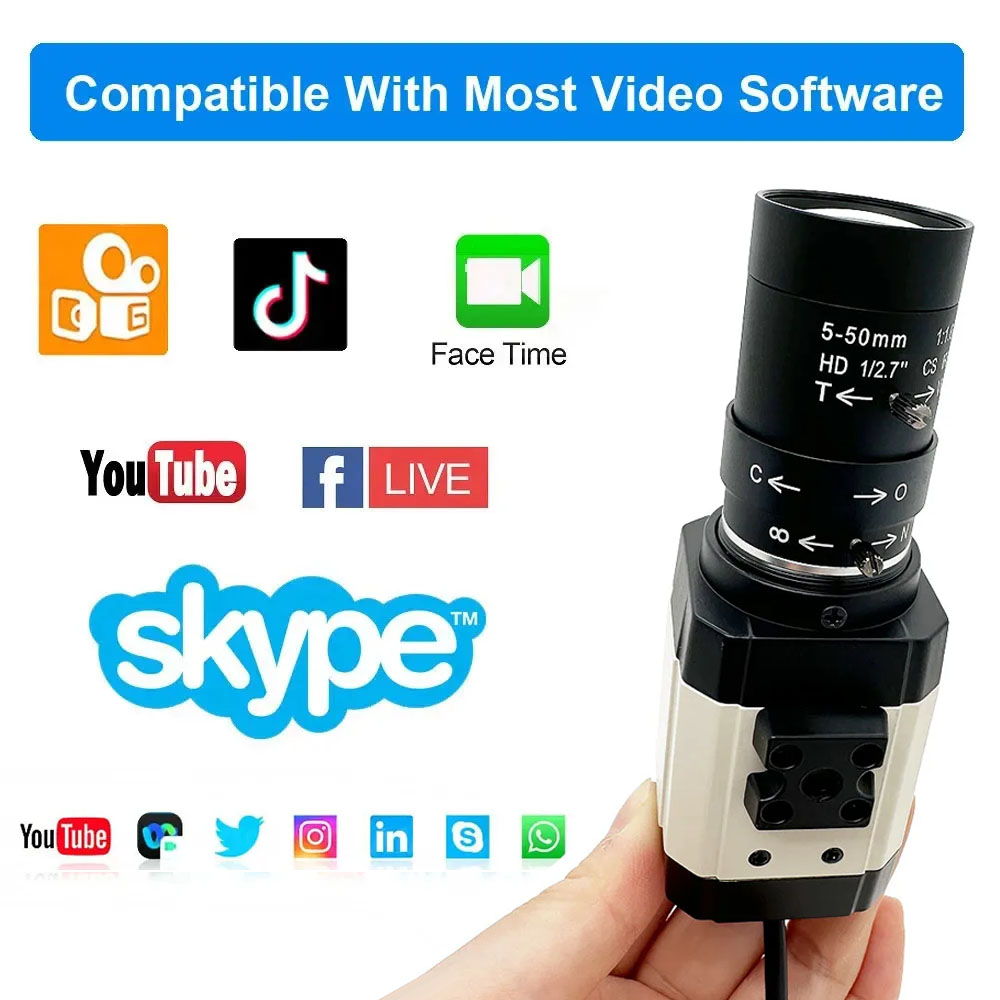 Industrial 4K IMX415 USB Camera 2K 4MP F5253 Sensor Full HD USB PC WebCam OTG UVC Plug and play With 2.8-12mm/5-50mm Varifocal Z