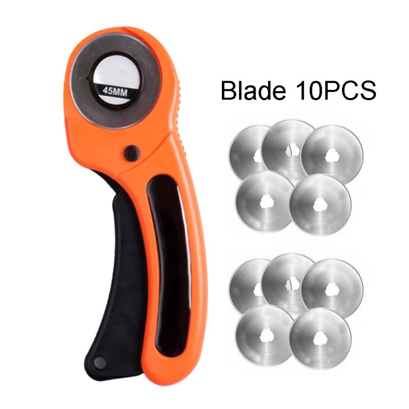 Leather Craft Rotary Cutter Leather Cutting Tool Fabric Cutter Circular Blade DIY Patchwork Sewing Quilting Fit Olfa Cut: 10 blades