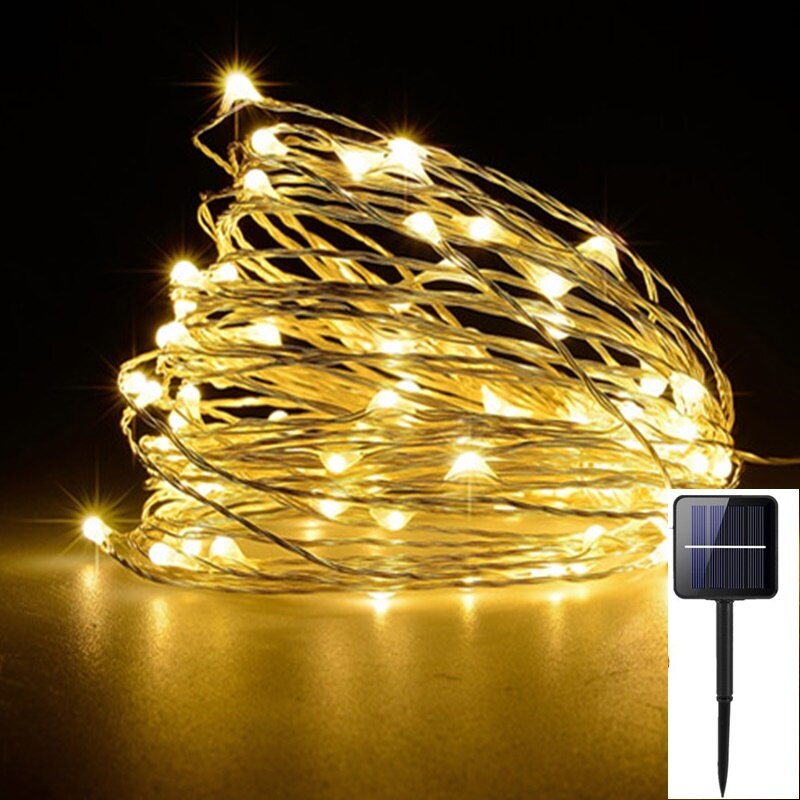Tongdaytech 100/200/300 led ulkona aurinkolamppu merkkijono valot joulujuhla seppele aurinkopuutarha  ip65 vedenpitävä valo: Lämmin / 31m 300 led