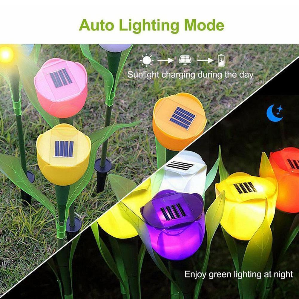 LED Solar- Simulation Tulpe Blumen- Licht Hause Dekorative Garten Rasen Blume Dekor Tulpe Landschaft Wasserdichte Lampe Leuchtet Lig G9t1