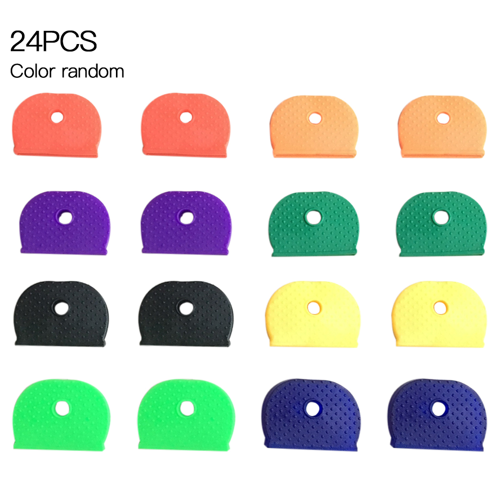 Tapas de goma universales para llaves, cubierta de cabeza de llave, Color sólido aleatorio, 24 piezas, Unisex