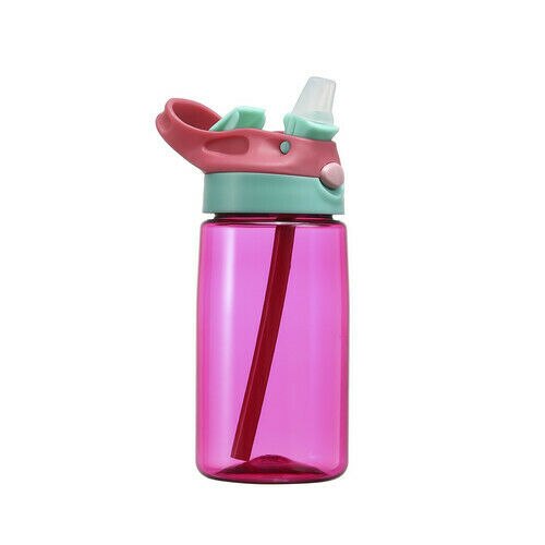 Baby børn børn skole fodring drikkevand halm flaske sippy sugekop: Lyserød