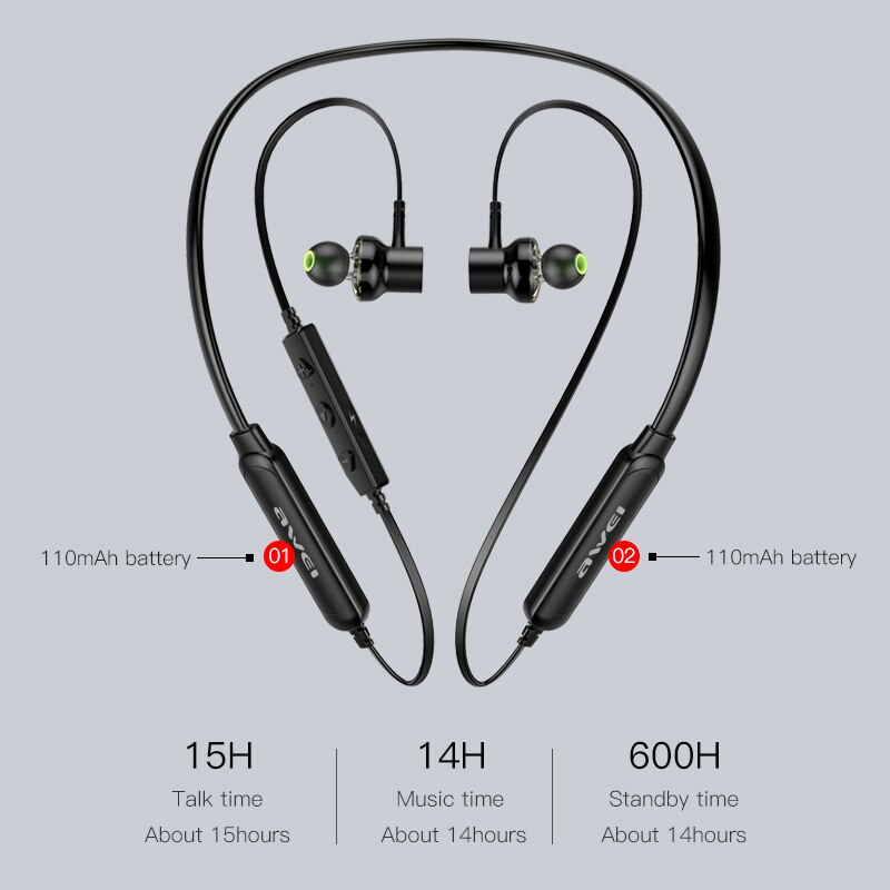 AWEI G20BLS/G20BL/G30BL Wireless Bluetooth Kopfhörer Kopfhörer Mit Mikrofon Dual Fahrer Noise Stornieren Sport Headset 3D Bass