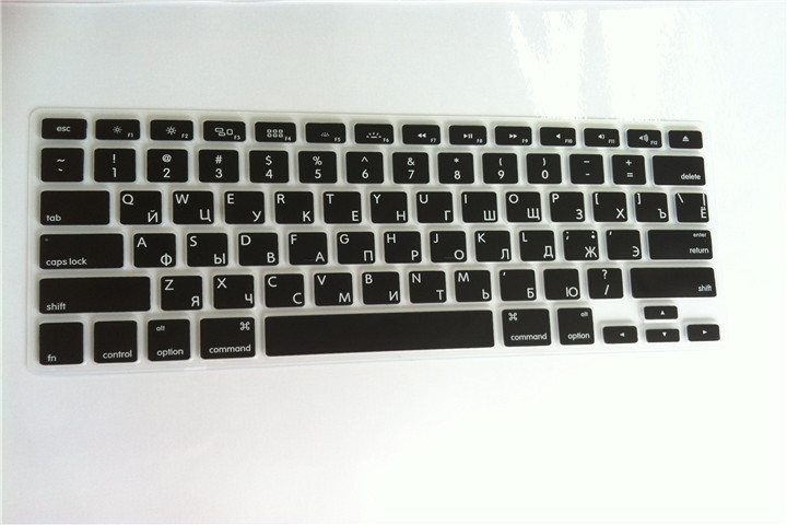 Dla Macbook Air pro 13 15 A1466 A1502 A1369 A1398 A1286 A1278 rosyjski list klawiatura silikonowa pokrywa pokrowiec ochronny ze skóry: black