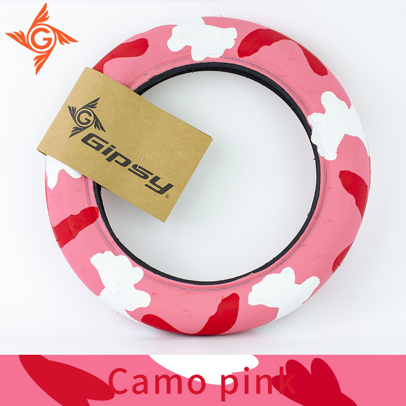 Pneus de vélo 12 pouces pour enfants, pneu lisse, 1.75g, 10 couleurs, 12x240, 60TPI,: camo pink