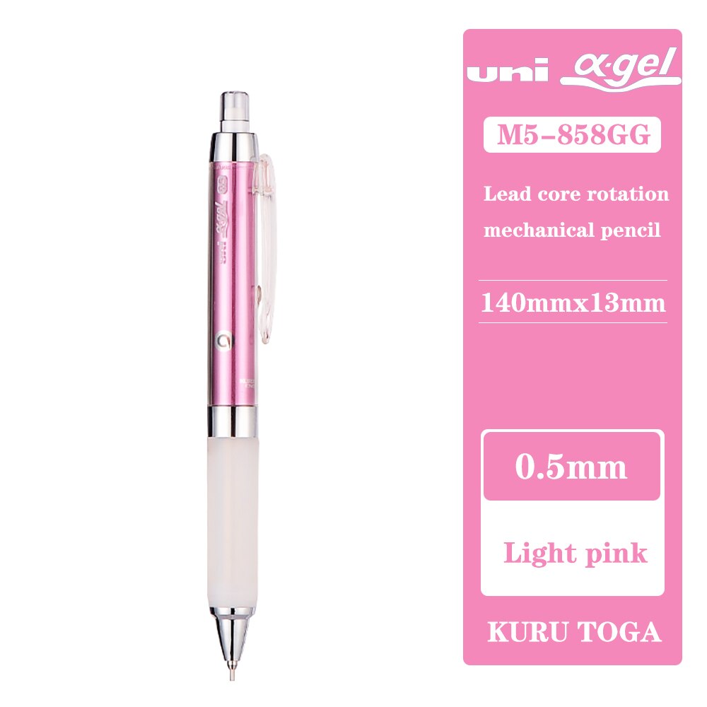 Une pièce Uni M5-858GG Alpha Gel Kuru Toga Rotation automatique de plomb avec Super poignée crayon mécanique-0.5mm: Pink with white