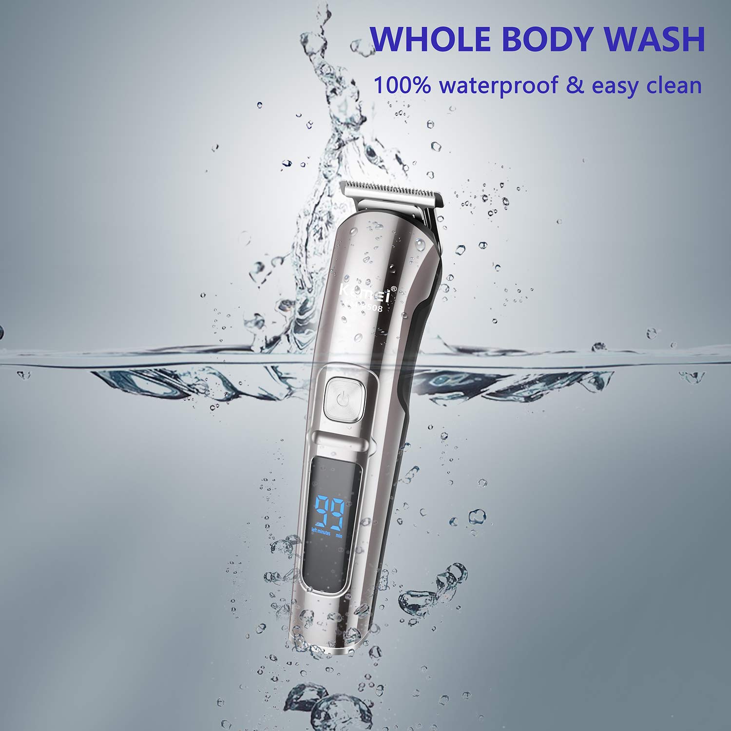 Kemei Hair Trimmer Waterproof 6 in 1 Hair Clipper Electric Hair Cutting Machine Beard trimer Body Men Haircut