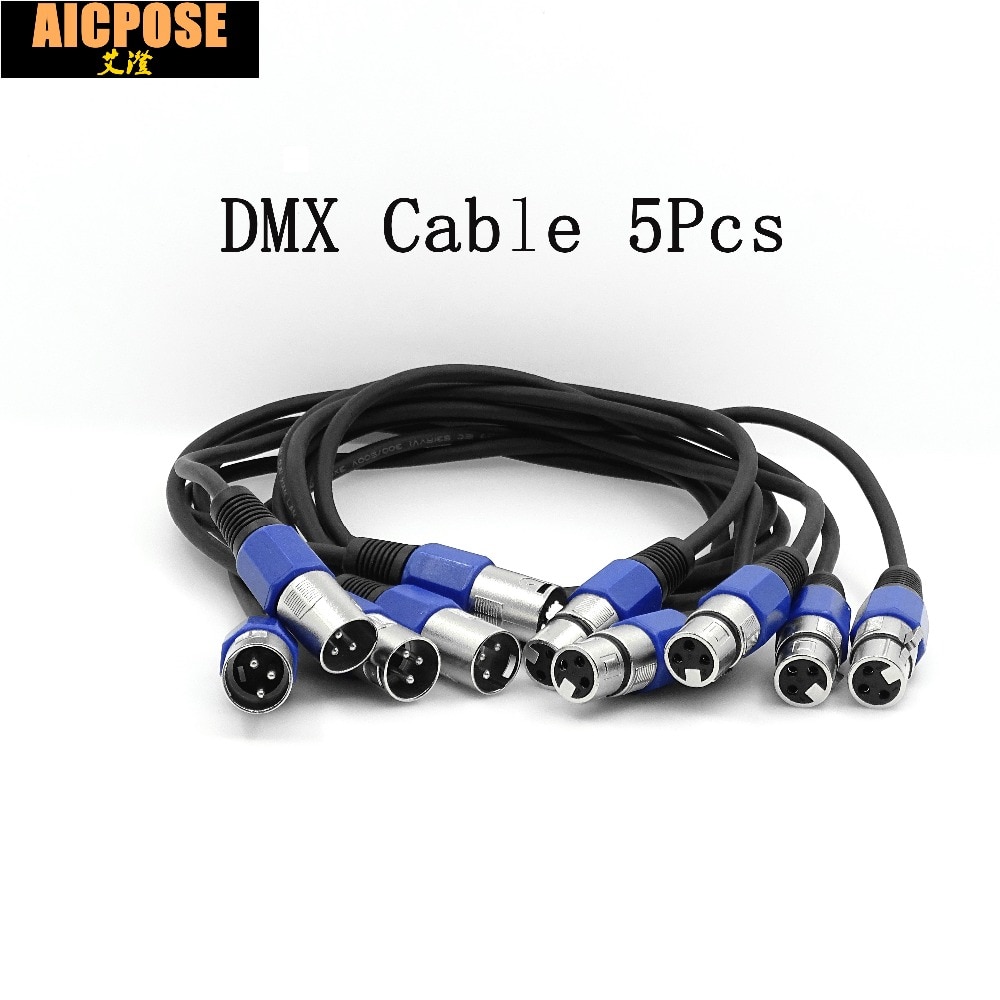 5 Stks/partijen 3-PIN DMX signaallijn, (1 M, 2 M, 3 M, 4 M, 5 M, 6 M, 7 M, 8 M, 9 M, 10 M) LED PAR spotlicht dmx kabel dj 100% nieuw