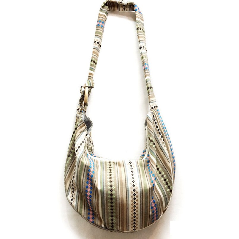 Bohemian Hobos Zak Zakken Katoenen Hippie Schoudertas Thai Top Zip Sling Crossbody Tas Hobo Tas Handgemaakte Messenger Purse
