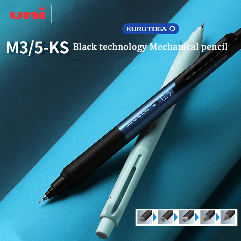 Uni Schwarz Technologie Minenrotations-Druckbleistift, verbesserte KURU Toga 0,3 mm/0,5 mm automatische Bleistifte, professionelle Malerei, Kunst