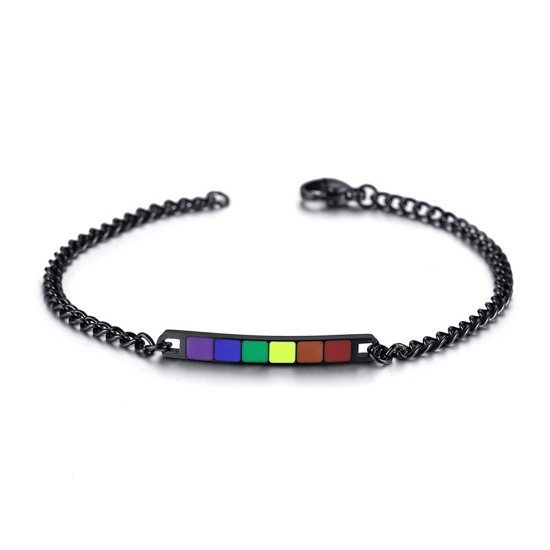 Fxm  lb22 sieraden voor dames verjaardag roos veel hart metaal kleur regenboog titanium staal heren armband