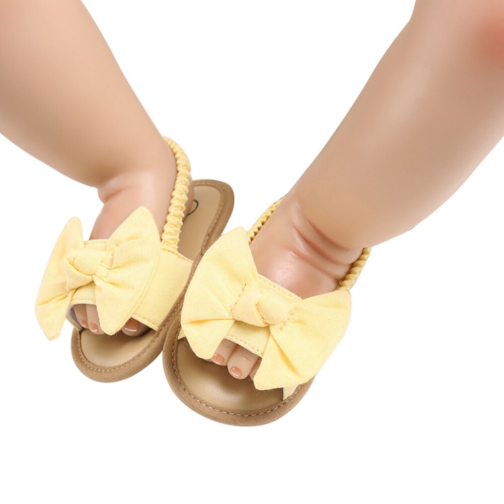 Baby Meisjes Boog Knoop Sandalen Zomer Zachte Zool Platte Prinses Jurk Schoenen Baby Antislip Babyschoenen