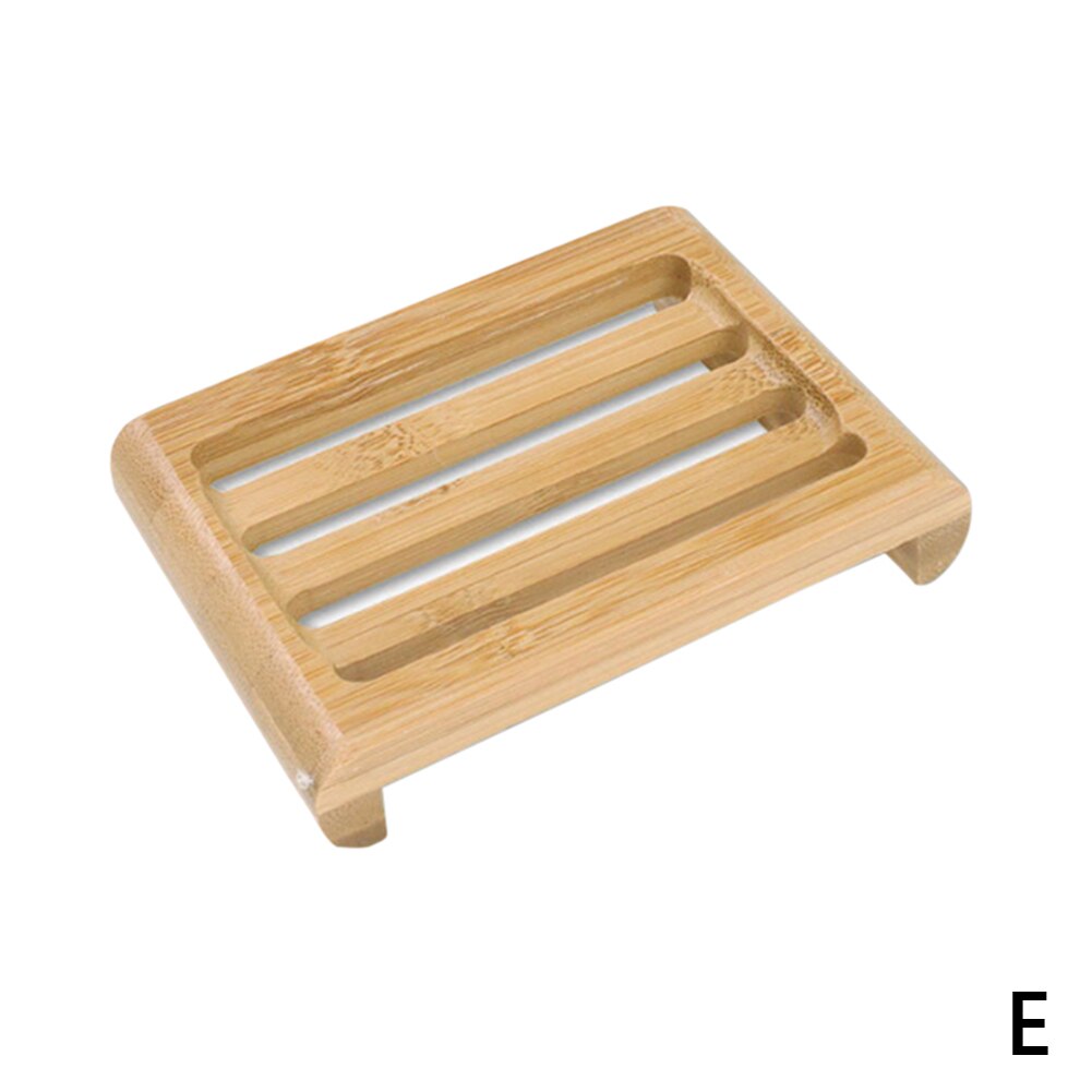 Natural Bamboo Wood Soap Dish Rack Storage Box Case Container Holder Bath Shower Soap Plate Tray Rack Bathroom Accessories: E