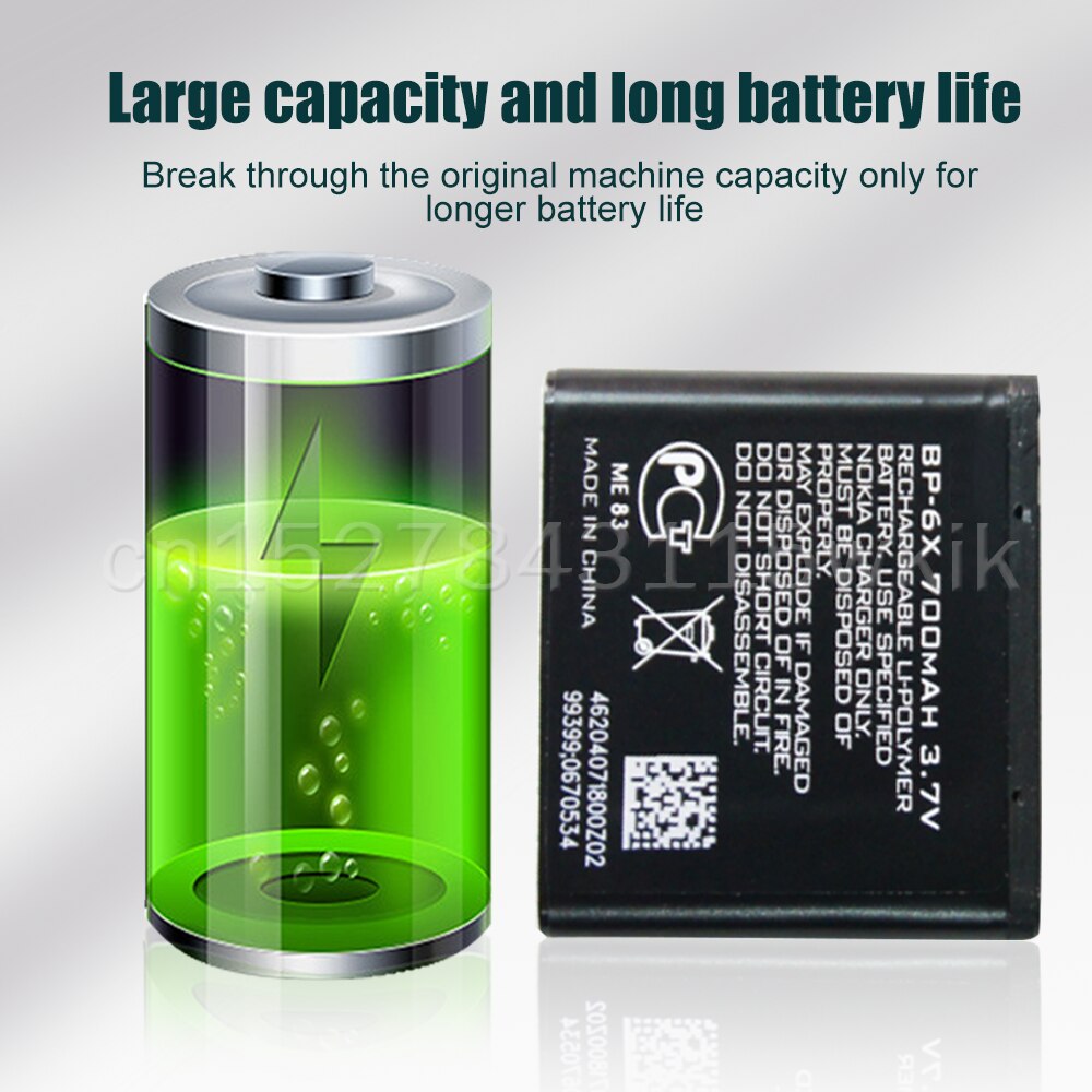 1-5 stk 3.7v 700 mah bp -6x bp 6x bp6x erstatnings telefon batteri til nokia 8800 8800s 8800 sirocco  n73i 8860 lithium batteri