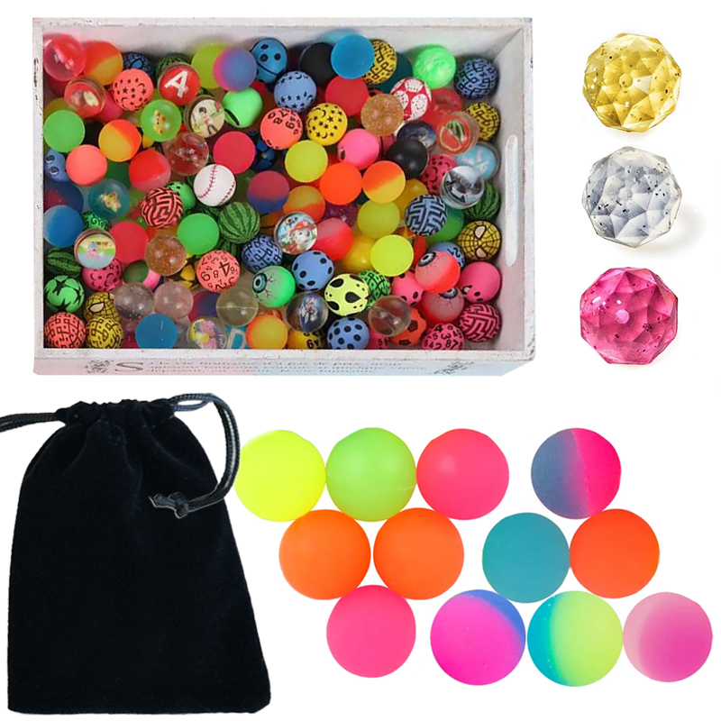 20 Stück bunte Hüpfbälle mit Aufbewahrungstasche, 25 mm, Kunststoff, Elastizität, Kinderspielzeugball für Spiele im Freien, Geburtstagsgeschenk, TMZ