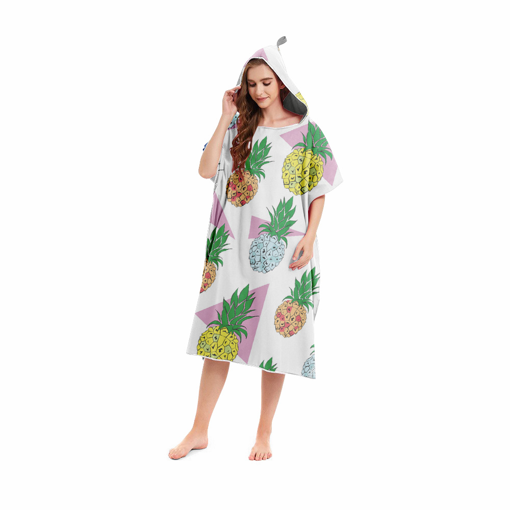 Robe de plage en microfibre, Poncho avec capuche, séchage rapide, léger, peignoir de bain, pour combinaison de plongée, piscine, surf