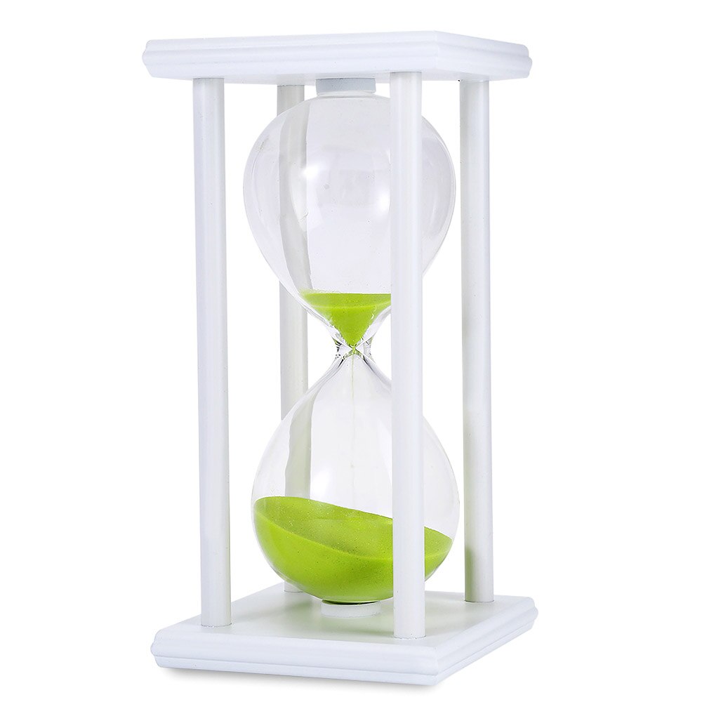 30 Minutes Time Counter Hourglass Sand Timer Retro Wooden Sandglass Clock: White Green