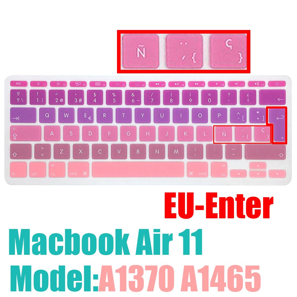 Latin Spanish layout Keyboard cover for Macbook air11 protective film silicone sleeve A1465 A1370 keyboard sticker: Air11 EU ES Rose