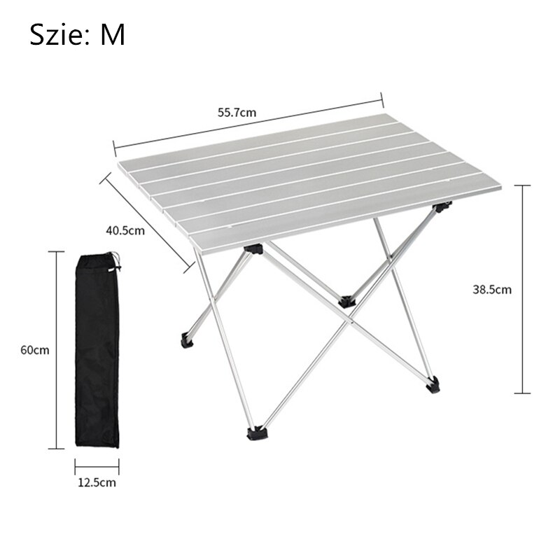 Portable Aluminum Alloy Folding Table Mini Barbecue Camping Desk Outdoor Hiking Picnic Table: Silver M