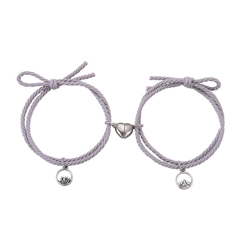 2pcs Magnetic Heart Attraction Couple Bracelets for Lover Bracelets Distance Relationship Braid Rope Bracelet Magnet Matching