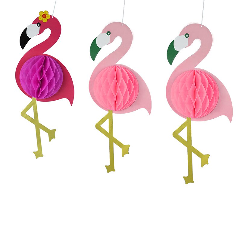 Boule en forme de flamant Rose/Rose rouge, pendentif mural suspendu, guirlandes en papier, décor de fête d&#39;anniversaire et de mariage, 3 pièces: B04