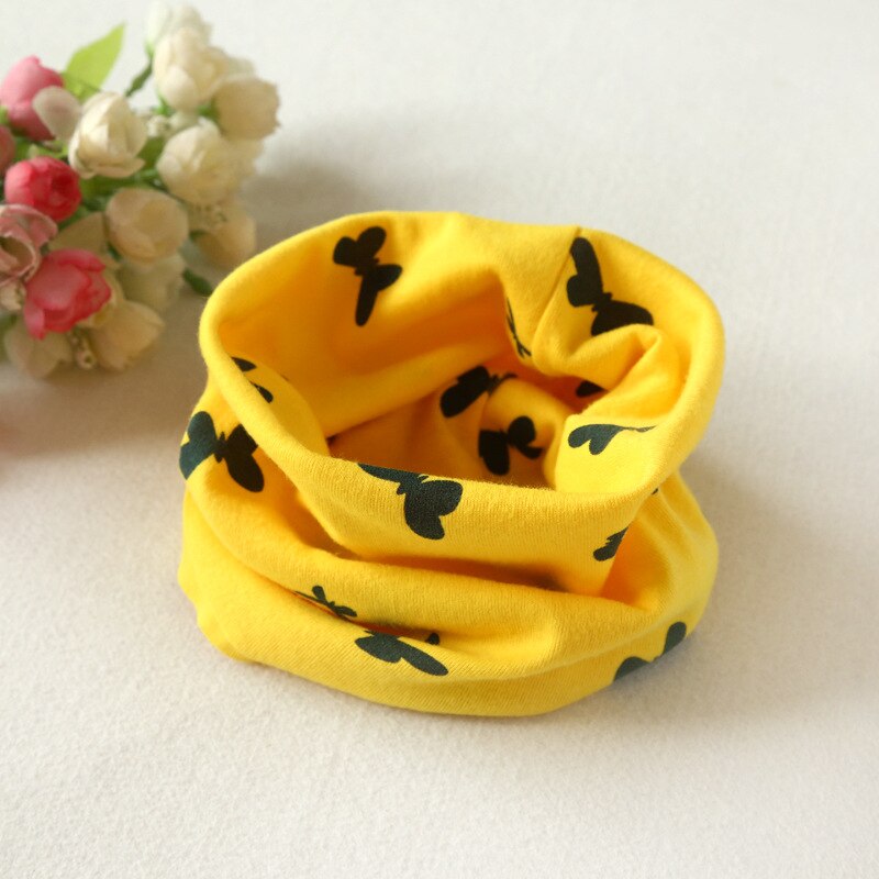 Baby Katoenen Sjaal Kinderen Mode Herfst Winter Jongens Meisjes Kraag Halsdoek Vlinder O-Ring Ronde Hals Sjaals: A Yellow