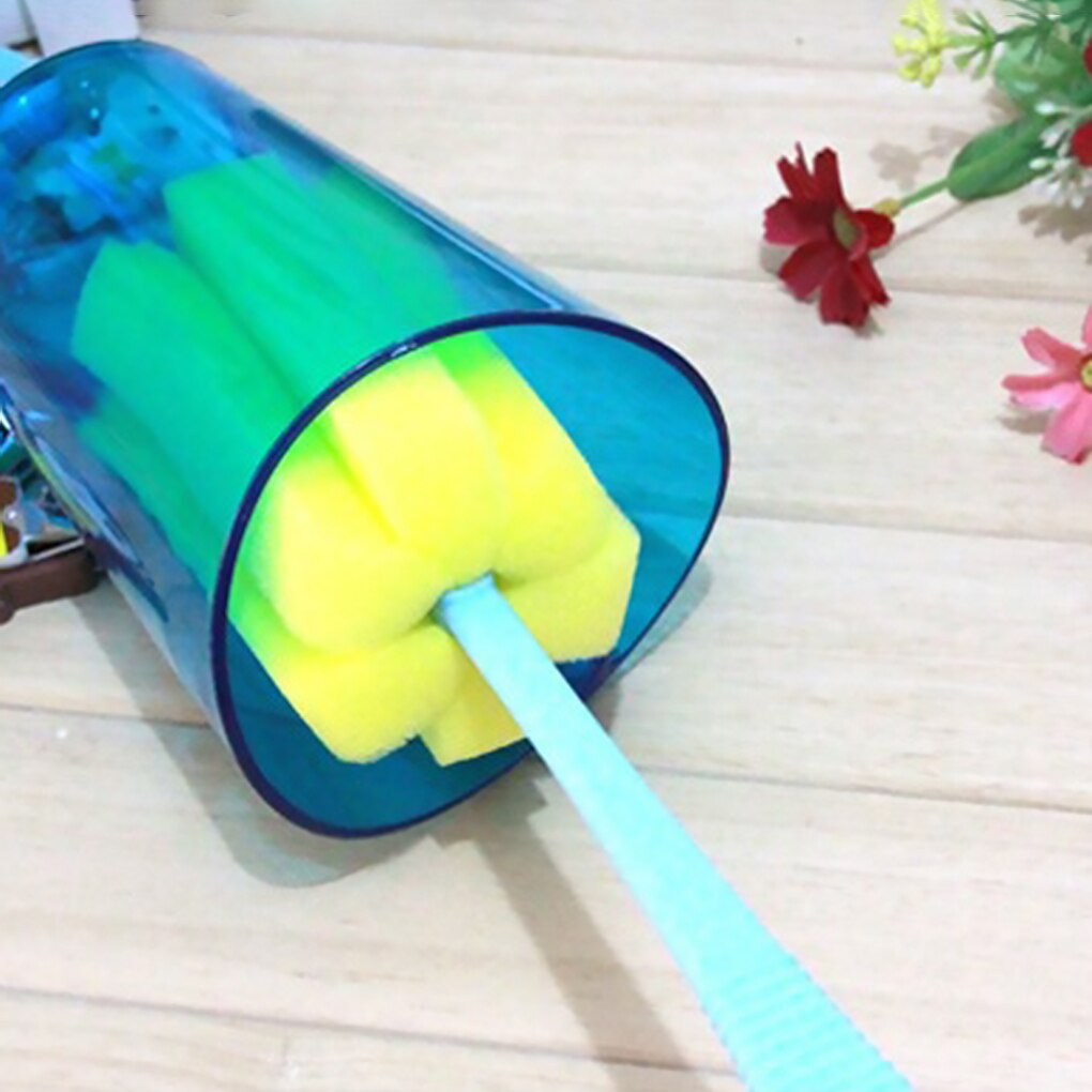1PC Durable Tasse Flasche Weichen Schwamm Reinigung Werkzeug Pinsel Wäscher Mit Lange Griff Farbe Zufällig