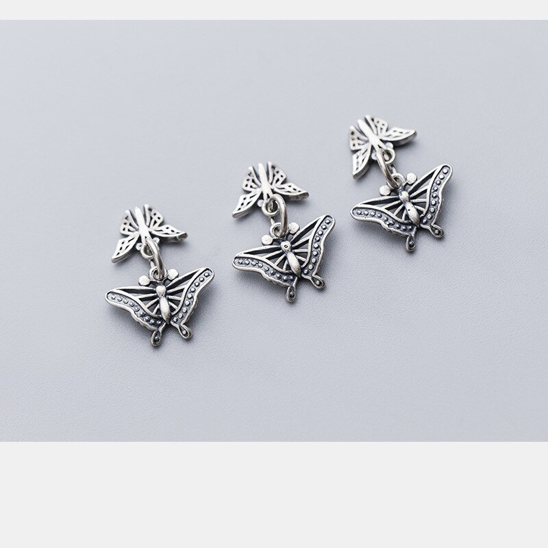 Pendentif de boucle d'oreille en argent Sterling 925, breloques en forme de Double papillon ajourées, artisanat, bricolage de bijoux pour femmes