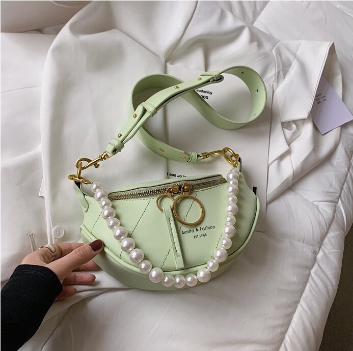 Pearl Mini Pu Lederen Crossbody Tassen Voor Vrouwen Zomer Schouder Handtassen Vrouwelijke Reizen Branded Trending Handtas: Licht Groen