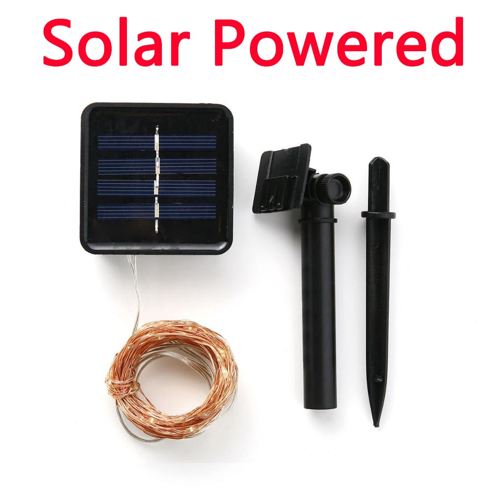 Guirnalda de luces LED solares para exteriores, guirnalda impermeable para decoración de jardín, 8 modos de luz de alambre de cobre para calle, Patio, Navidad