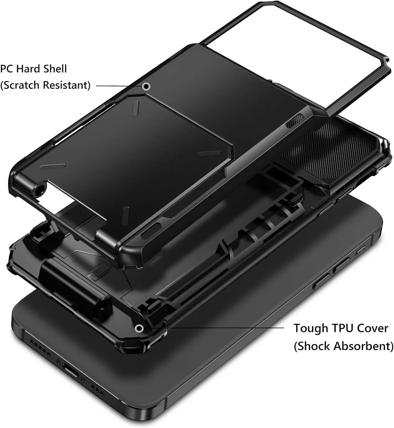 Card Holder Case For iPhone 15 Pro Max 15 Plus 15 14 Pro 13 12 11 Heavy Duty Wallet Hidden Flip Slot Protective Hard Back Cover
