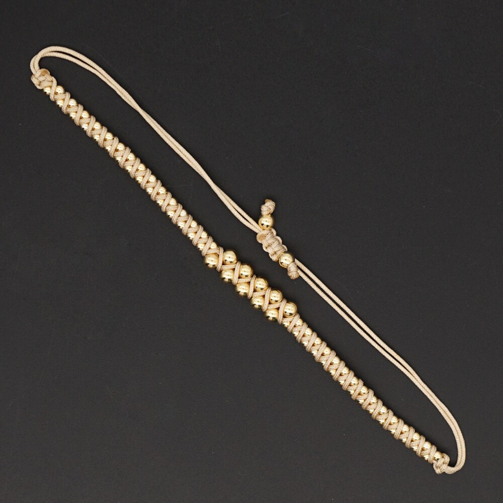 Go2 boho japanske gyldne perler armbånd reb flettet flettet vævet justerbar håndlavet ledning armbånd smykker til kvinder: Rzb 200002b