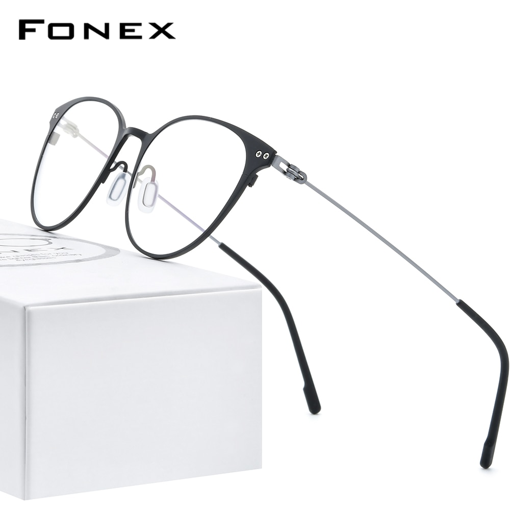 Fonex Puur Titanium Brilmontuur Vrouwen Vintage Ronde Bijziendheid Optische Recept Lenzenvloeistof Frame Mannen Schroefloos Eyewear 8533