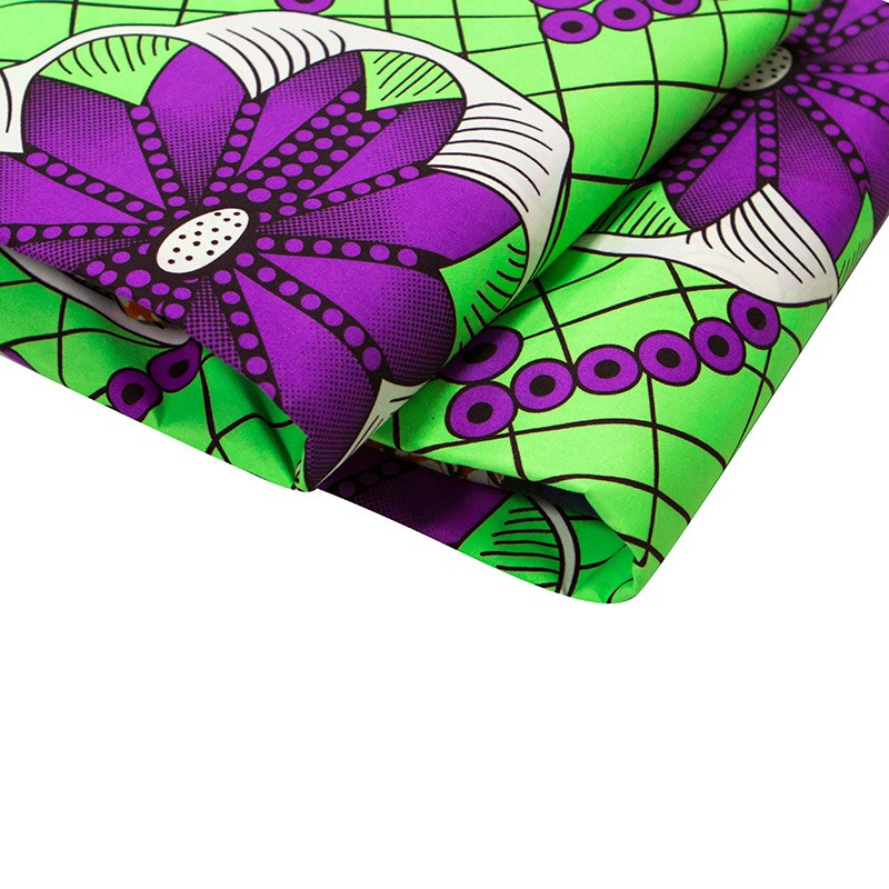 Pagne africain en cire de Polyester de , tissu imprimé coloré Ankara vert pour femmes