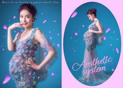 Fancy Maternity Flower Lace Dress For Photography Props Clothes Photo Shoot Dress Pregnancy Pregnant Dress For Phto Shooting 34