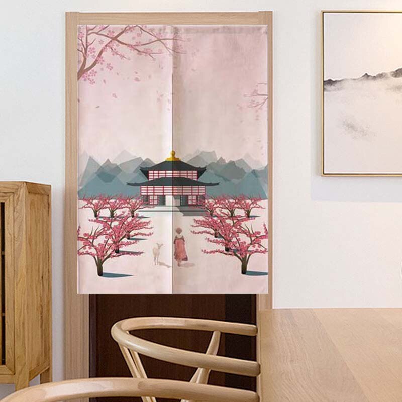Japanilainen kirsikankukka suuri aalto ovi verho koriste verho koti makuuhuone keittiö kylpyhuone puoliverho feng shui verho