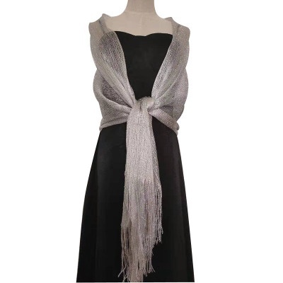 Aftenkjoler sjal kvindelige gyldne sølvfarvede wire kvaster fest bryllup temperament tilbehør tørklæde: Flis