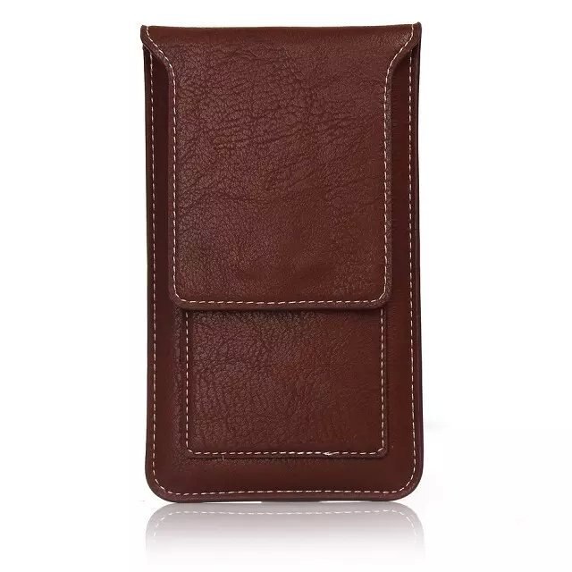 Fulaikate multifunctionele heuptas voor iphone 6 7 plus hoesje 5.5 inch universele holster voor note 4 note 3 etui met kaartvak: Bruin