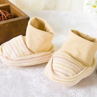 Newborn Protection Face 100% Cotton Anti Scratching Gloves Foot Cover Baby Striped Glove Cartoon Pattern Anti-grasping Gloves: Green stripe
