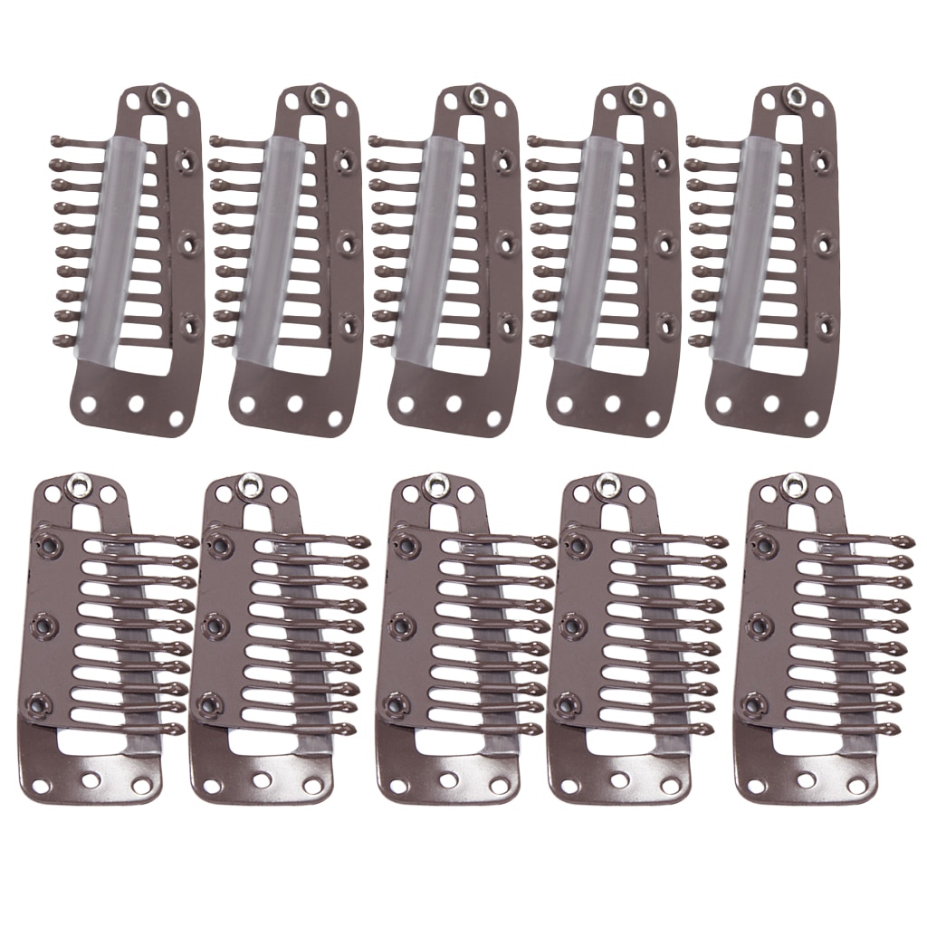 20pcs Wig Clips with Rubber for DIY Hair Extension Black 10-Teeth Snap Comb Wigs Clips Hair Care Styling Tools Accessories