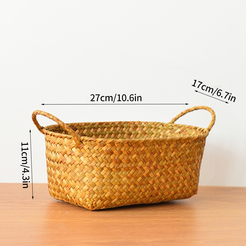 Cesta de armazenamento de vime cesta de piquenique tecido cesta de lavanderia organizador de artigos diversos cozinha organizador de frutas caixa de algas cesta decorativa