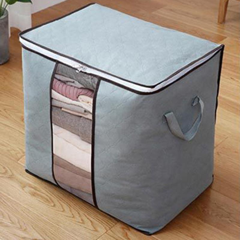Sac De voyage De grande capacité sac De rangement De vêtements Non tissés sac De finition De couette translucide sac De vêtements ménagers Bolsa De Viaje: Gray-2