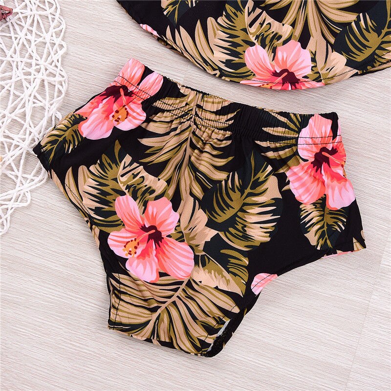 Newborn Infant Ruffle Swimsuit Kid Baby Girls Bikini Set Swimwear Children Baby Girl High Waist Printing Bathing Suit Beachwear