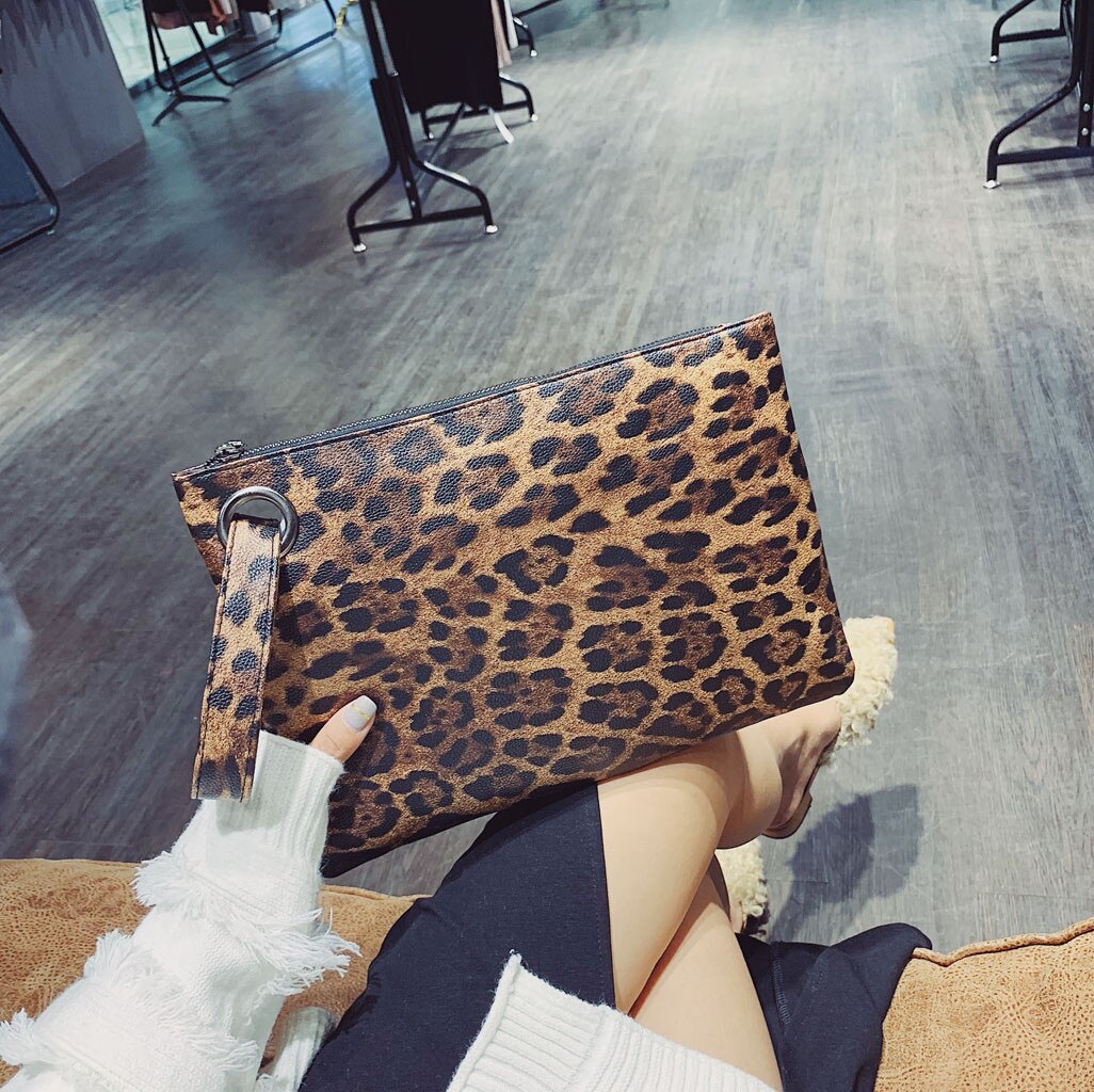 Vintage Leopard Zebra Handbags Women Clutch Bags Purse Female Handle Bag Leopard Messenger Shoulder Bags Bolsa Feminina#25